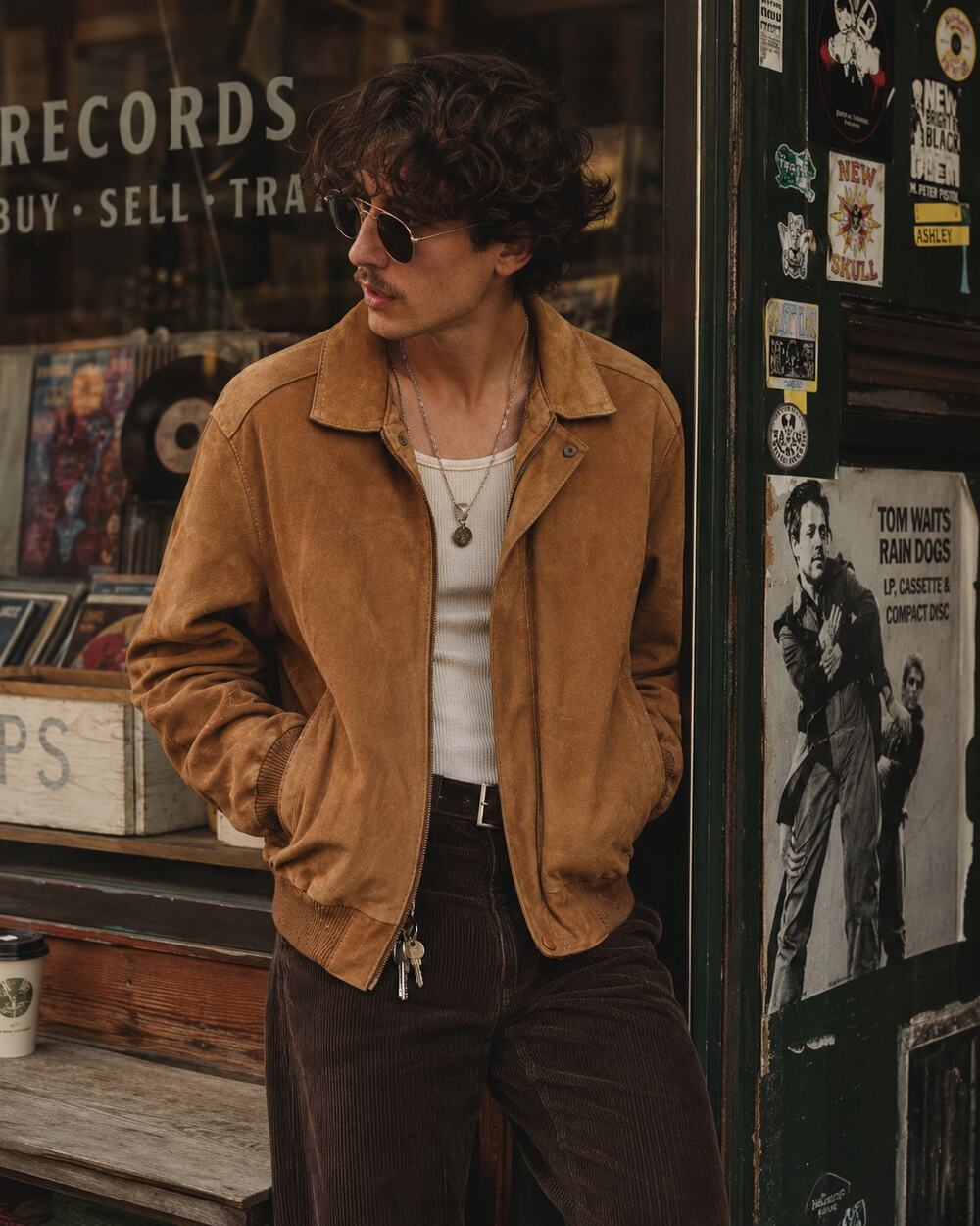 Vintage A Collezioni Men's Large Made in Italy Brown Faux Suede Bomber Jacket